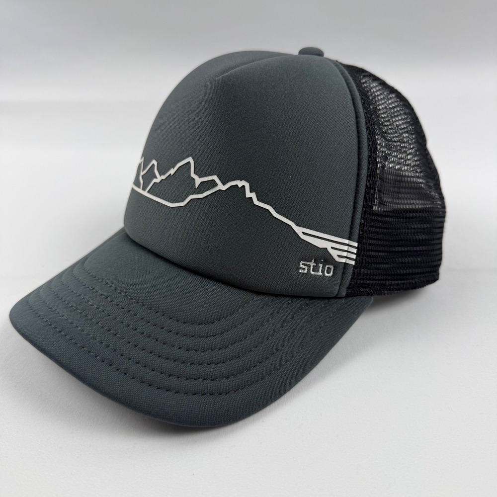 Stio Mountain Graphic Trucker Hat Gray Black Mesh Snapback Cap 4809 SS21NASI1
